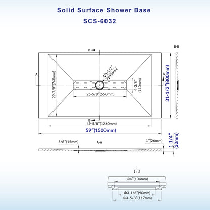 Core Zero Threshold Solid Surface Shower Base Pan