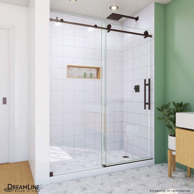 Enigma-X Frameless Single Sliding Shower Door and Double Sided Handle