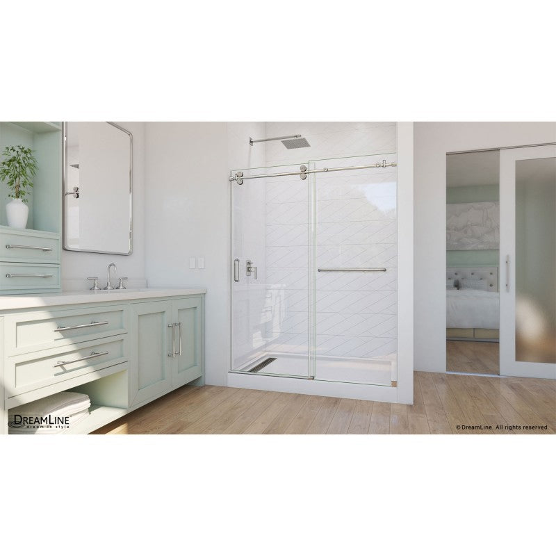 Enigma-CXO Frameless Single Sliding Shower Door with Towel Bar