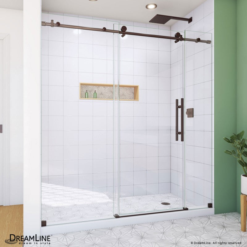 Enigma-X Frameless Single Sliding Shower Door and Double Sided Handle