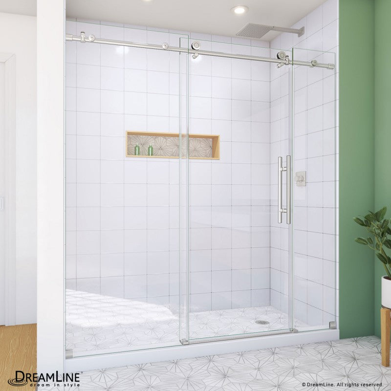 Enigma-X Frameless Single Sliding Shower Door and Double Sided Handle