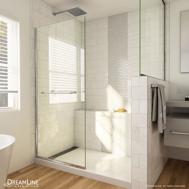 Linea Frameless Stationary Shower Panel with Towel Bar