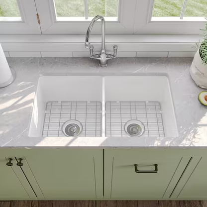 Mose 32" Fireclay Undermount Double Basin Kitchen Sink