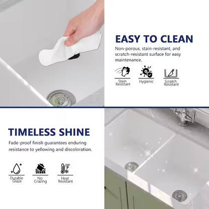 Mose 32" Fireclay Undermount Double Basin Kitchen Sink