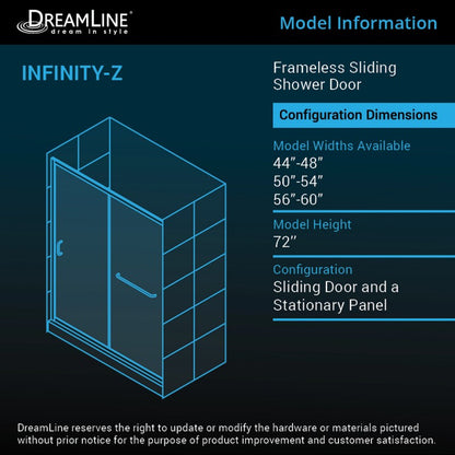 Infinity-Z Semi-Frameless Single Sliding Shower Door