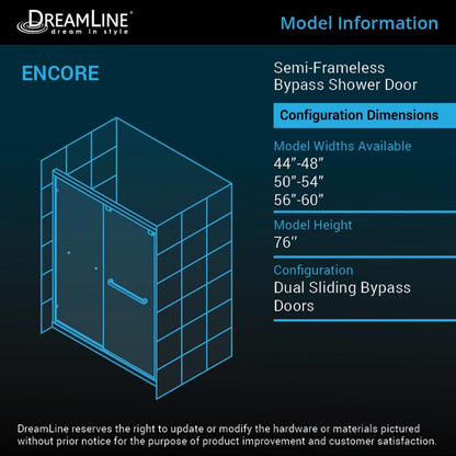 Encore Semi-Frameless Double Sliding Shower Door