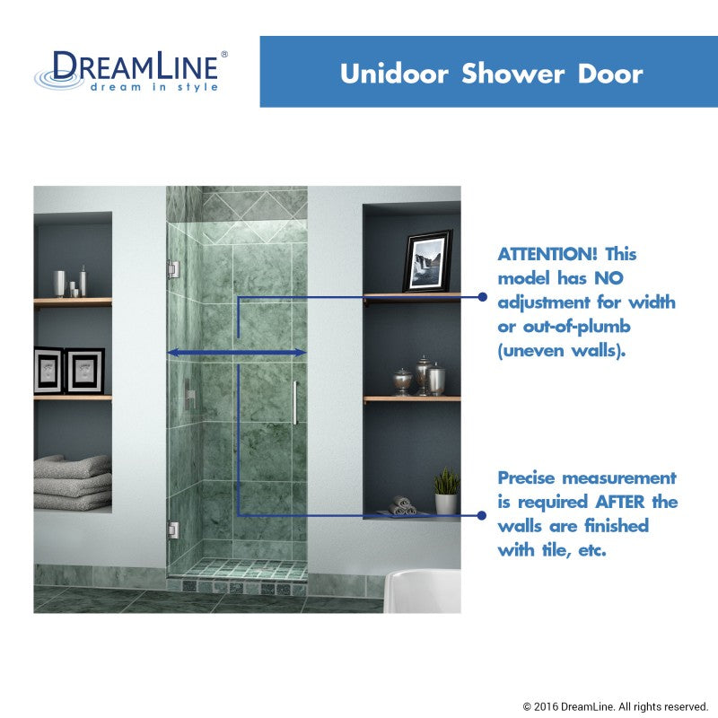 Unidoor Frameless Hinged Shower Door