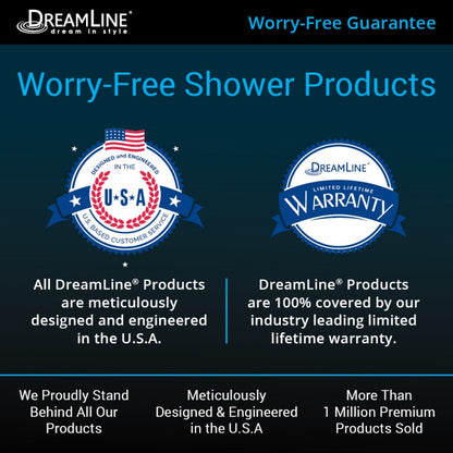 Unidoor Frameless Hinged Shower Door with 6" Stationary Panel