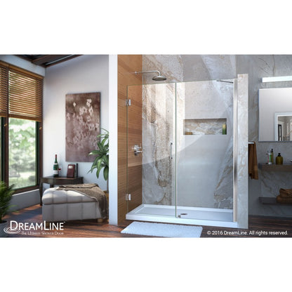 Unidoor Frameless Hinged Shower Door with Support Arm for 30" Stationary Panel