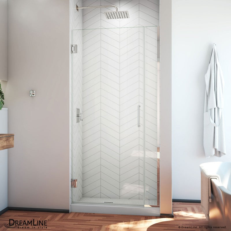 Unidoor Plus Frameless Hinged Shower Door (29"W to 40"W)