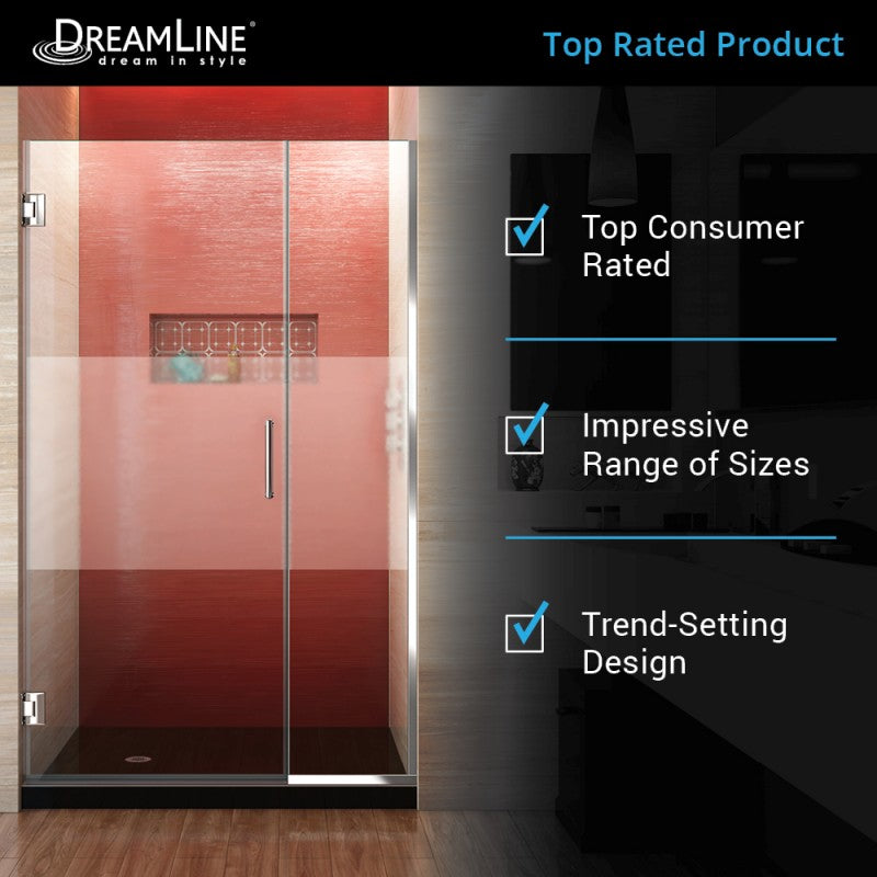 Unidoor Plus Frameless Hinged Shower Door (29"W to 40"W)