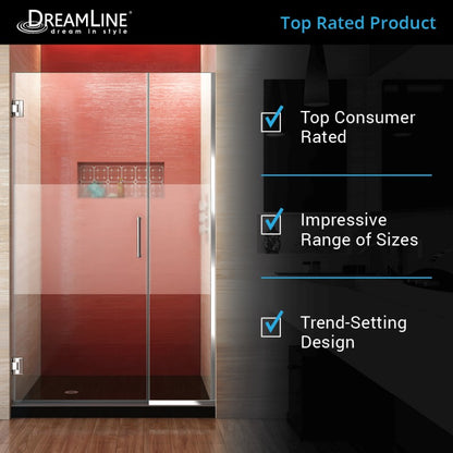 Unidoor Plus Frameless Hinged Shower Door (29"W to 40"W)