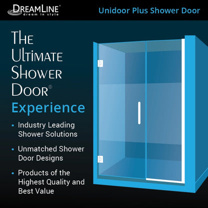 Unidoor Plus Frameless Hinged Shower Door (29"W to 40"W)