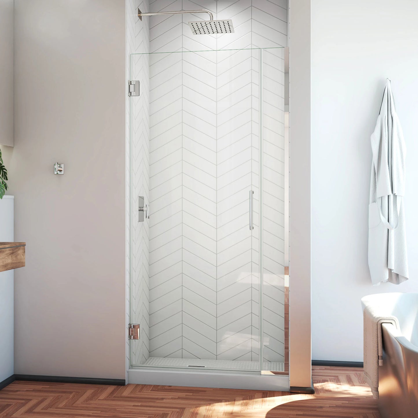 Unidoor Plus Frameless Hinged Shower Door (29"W to 40"W)