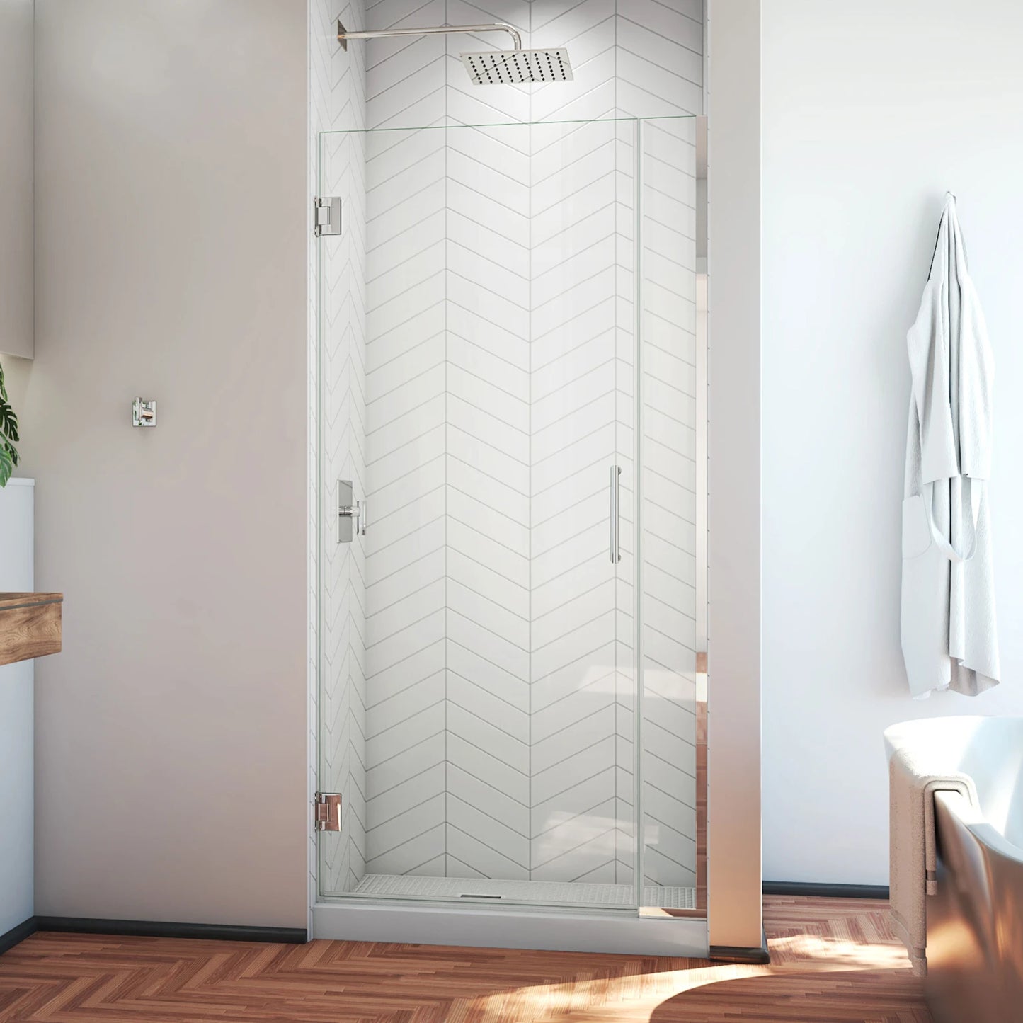 Unidoor Plus Frameless Hinged Shower Door (29"W to 40"W)