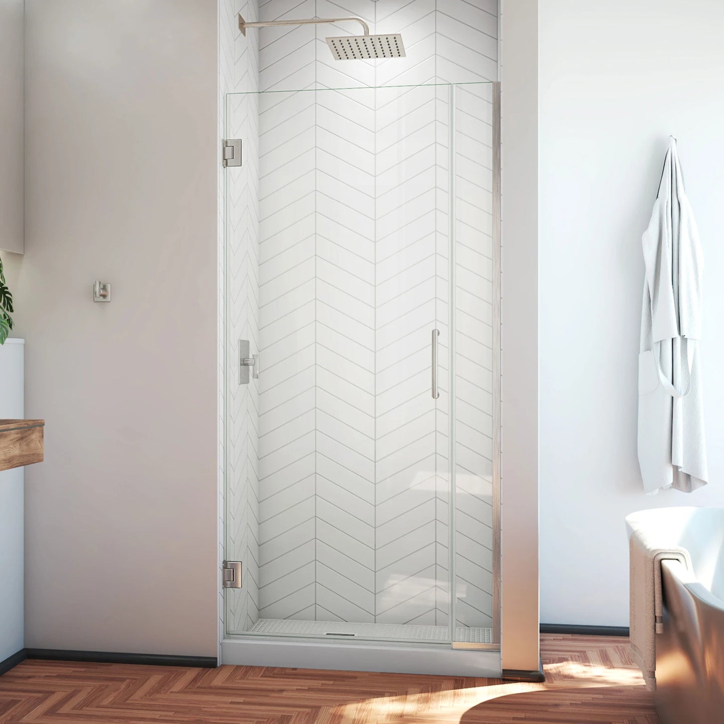 Unidoor Plus Frameless Hinged Shower Door (29"W to 40"W)