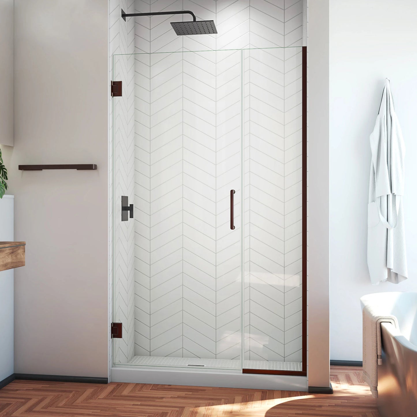 Unidoor Plus Frameless Hinged Shower Door (29"W to 40"W)
