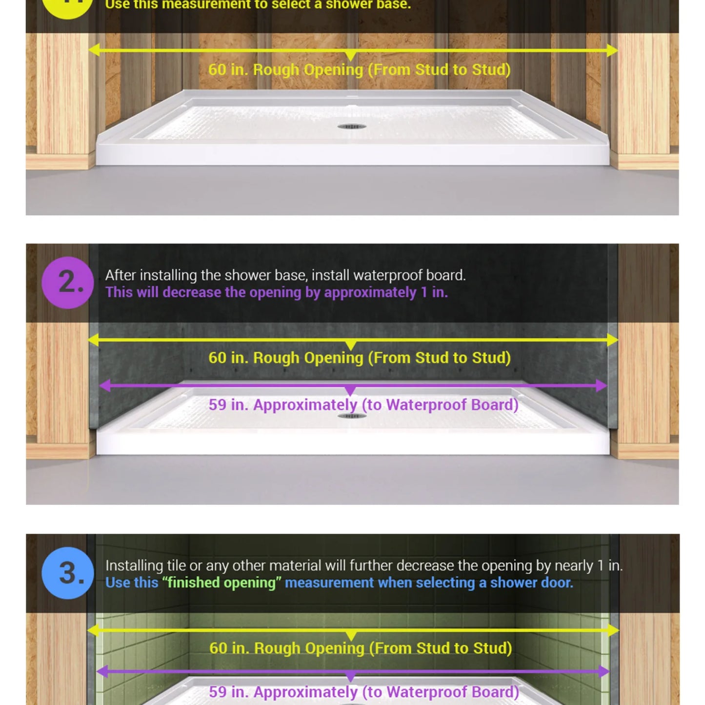 Unidoor Plus Frameless Hinged Shower Door (40"W to 50"W)