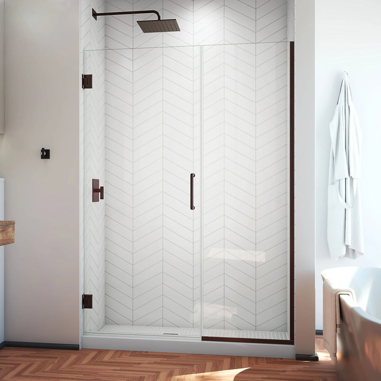 Unidoor Plus Frameless Hinged Shower Door (40"W to 50"W)