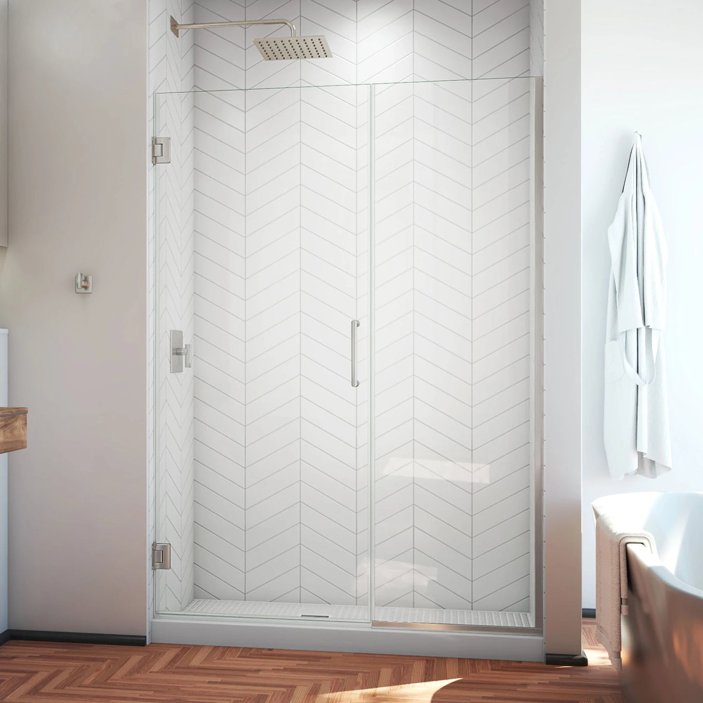 Unidoor Plus Frameless Hinged Shower Door (50"W to 61"W)