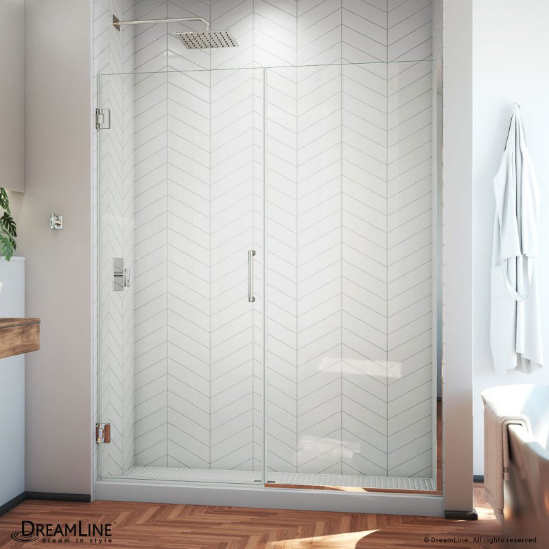 Unidoor Plus Frameless Hinged Shower Door (50"W to 61"W)