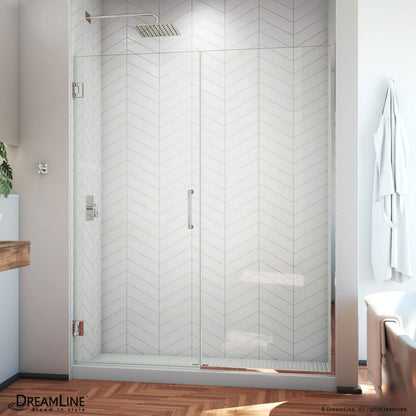 Unidoor Plus Frameless Hinged Shower Door (50"W to 61"W)