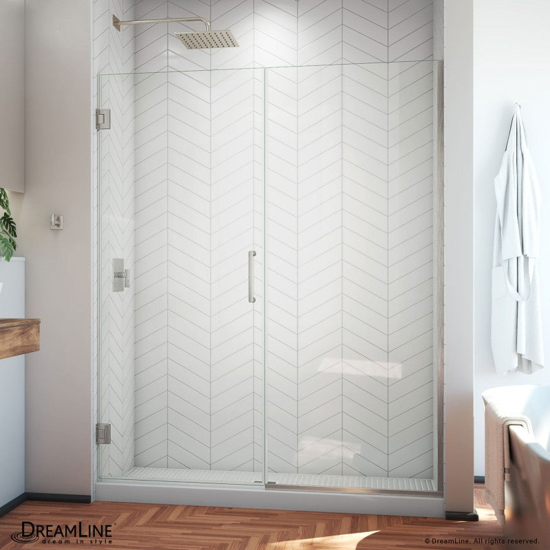Unidoor Plus Frameless Hinged Shower Door (50"W to 61"W)