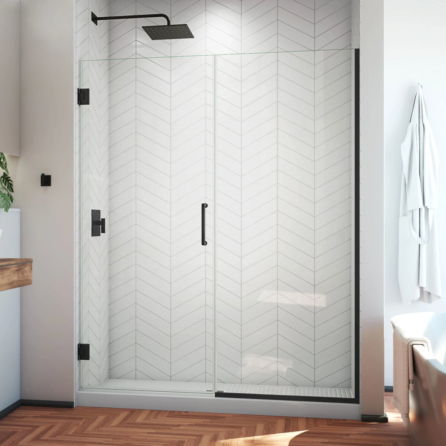 Unidoor Plus Frameless Hinged Shower Door (50"W to 61"W)