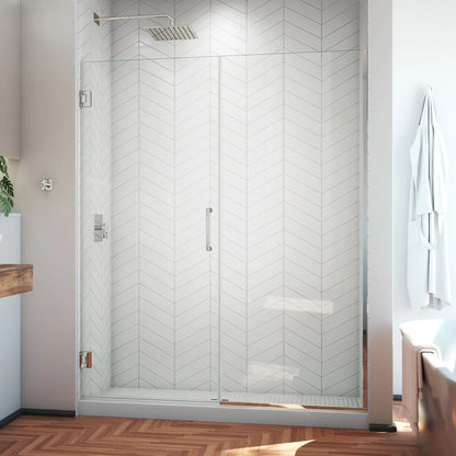 Unidoor Plus Frameless Hinged Shower Door (50"W to 61"W)
