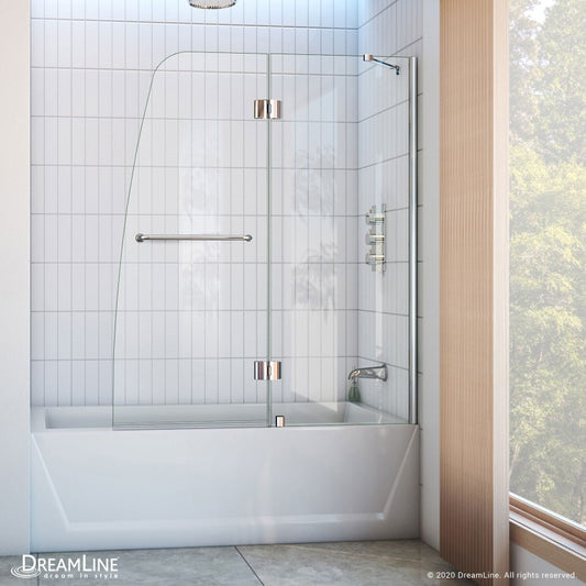 Aqua Frameless Hinged Tub Door with Extender Panel