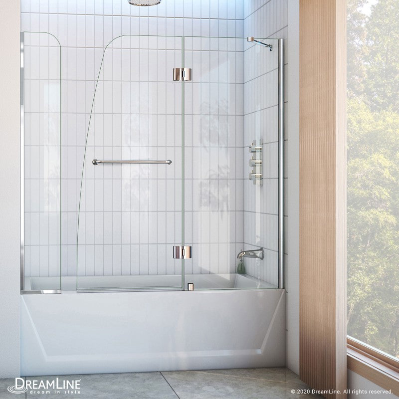 Aqua Frameless Hinged Tub Door with Extender Panel