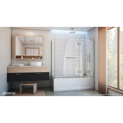 Aqua Frameless Hinged Tub Door with 30 in. Return Panel