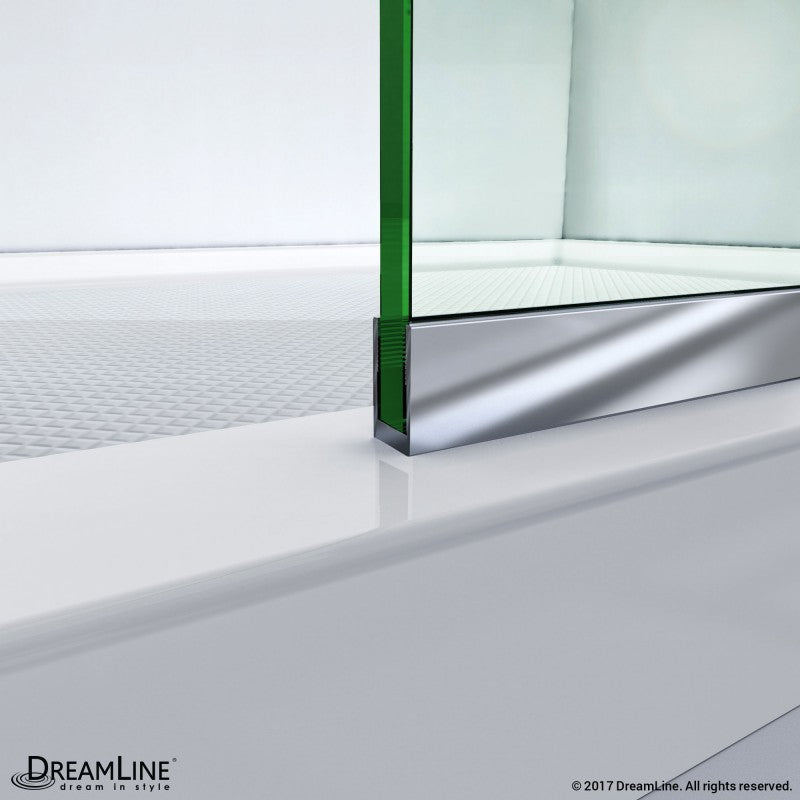 Linea Frameless Stationary Shower Panel Corner Enclosure for Open Entry Design