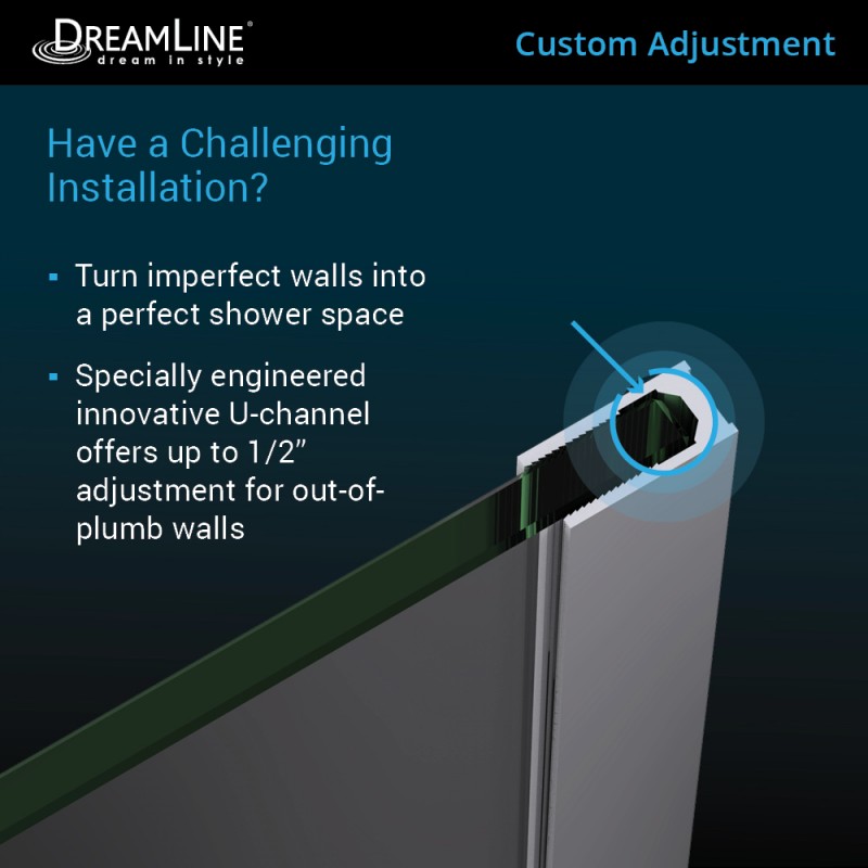 Linea Frameless Stationary Shower Panel Corner Enclosure for Open Entry Design