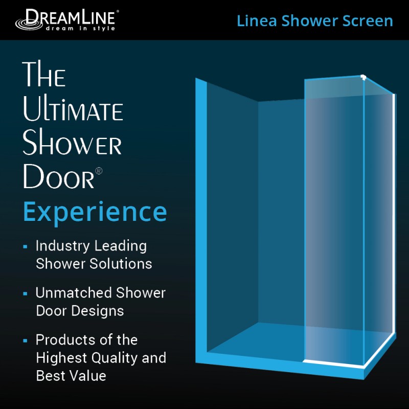 Linea Frameless Stationary Shower Panel Corner Enclosure for Open Entry Design