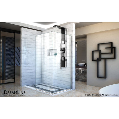 Linea Frameless Stationary Shower Panel Corner Enclosure for Open Entry Design