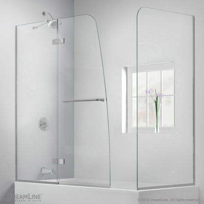 Aqua Ultra Frameless Hinged Tub Door with 30 in. Return Panel