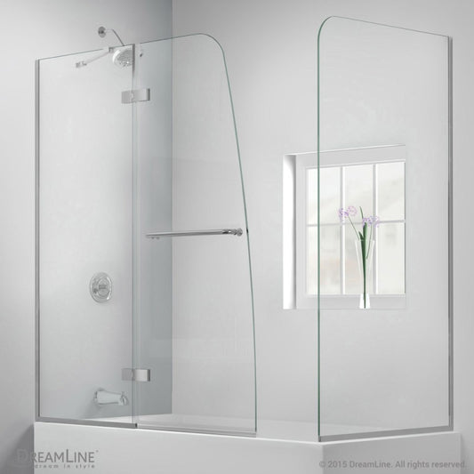 Aqua Ultra Frameless Hinged Tub Door with 30 in. Return Panel