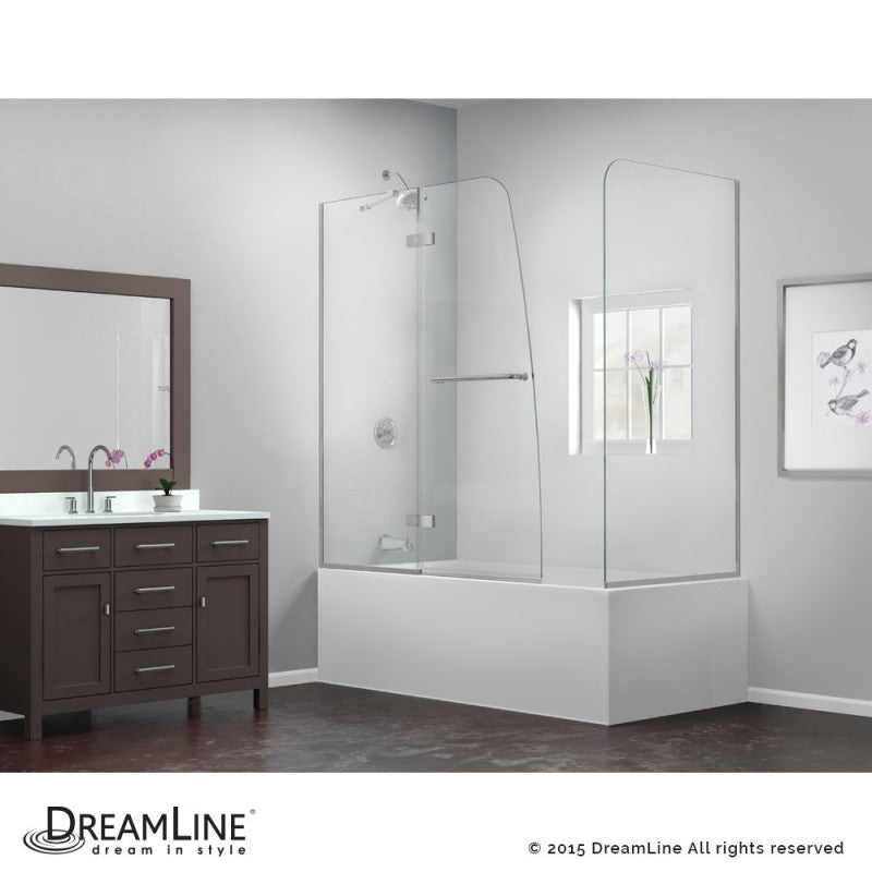 Aqua Ultra Frameless Hinged Tub Door with 30 in. Return Panel