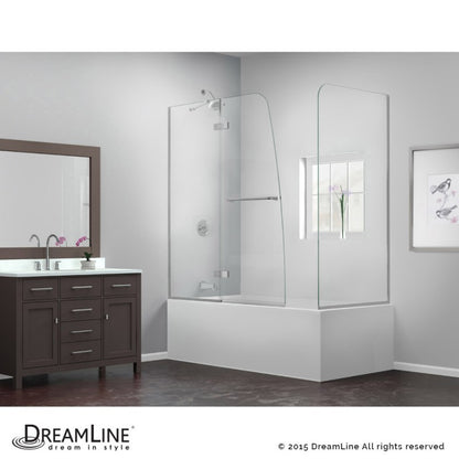 Aqua Ultra Frameless Hinged Tub Door with 30 in. Return Panel