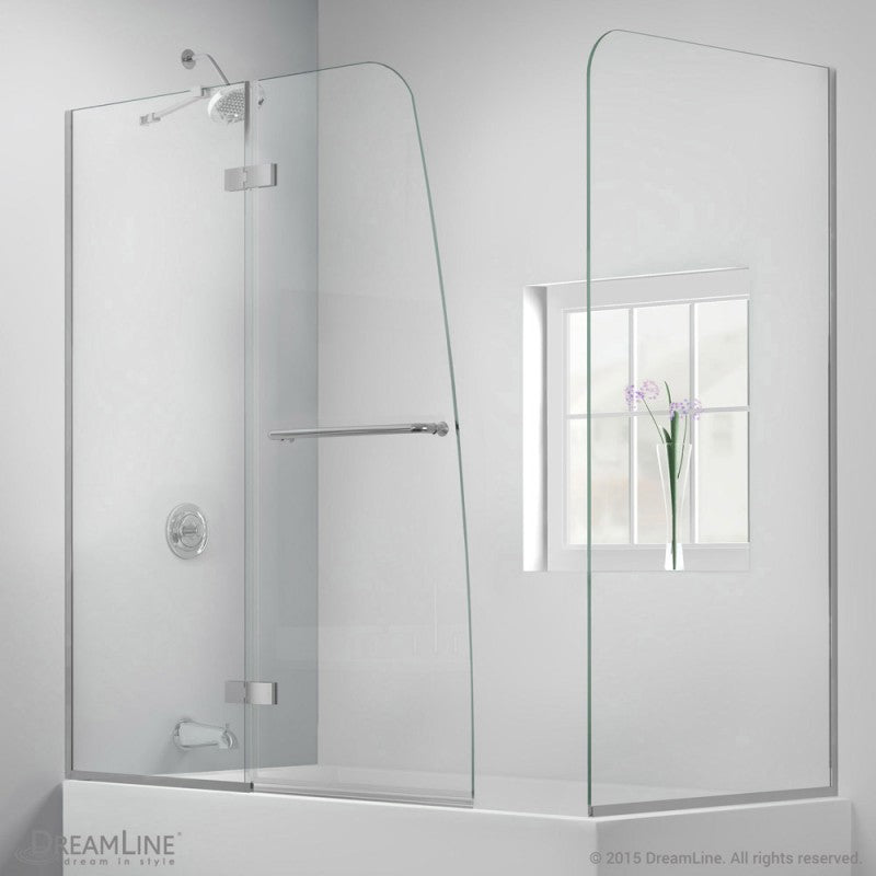 Aqua Ultra Frameless Hinged Tub Door with 30 in. Return Panel
