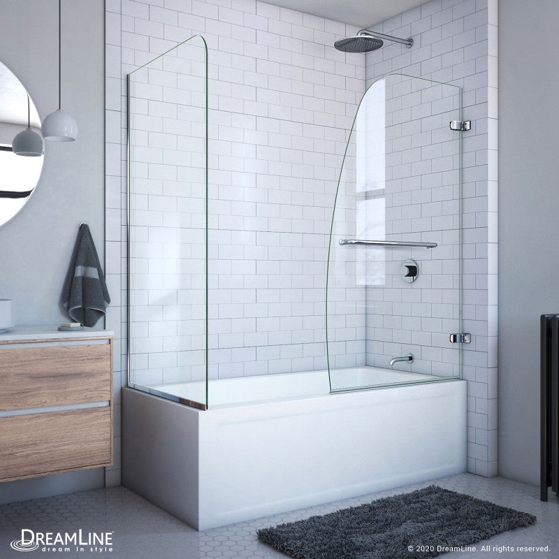 Aqua Uno Frameless Hinged Tub Door with 30 in. Return Panel