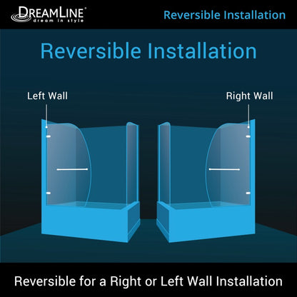 Aqua Uno Frameless Hinged Tub Door with 30 in. Return Panel