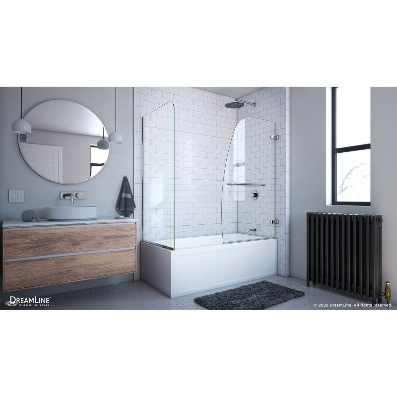 Aqua Uno Frameless Hinged Tub Door with 30 in. Return Panel
