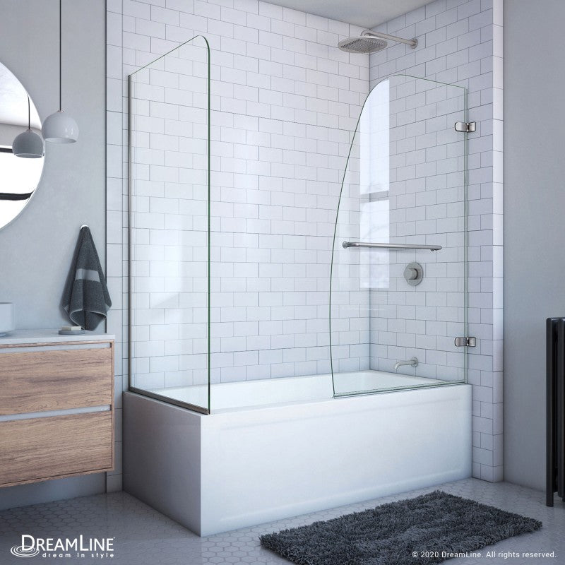 Aqua Uno Frameless Hinged Tub Door with 30 in. Return Panel
