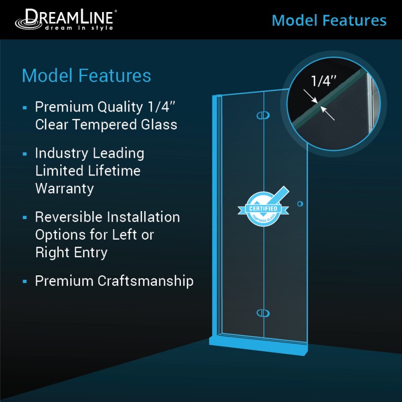 Aqua Frameless Bi-Fold Shower Door