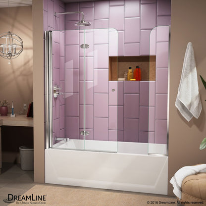 Aqua Frameless Bi-Fold Tub Door with Extender Panel