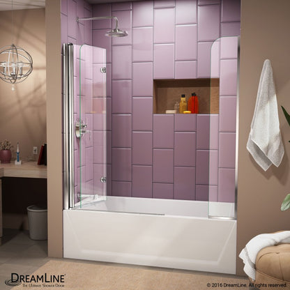 Aqua Frameless Bi-Fold Tub Door with Extender Panel