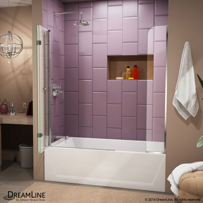 Aqua Frameless Bi-Fold Tub Door with Extender Panel