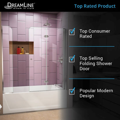 Aqua Frameless Bi-Fold Tub Door with Extender Panel